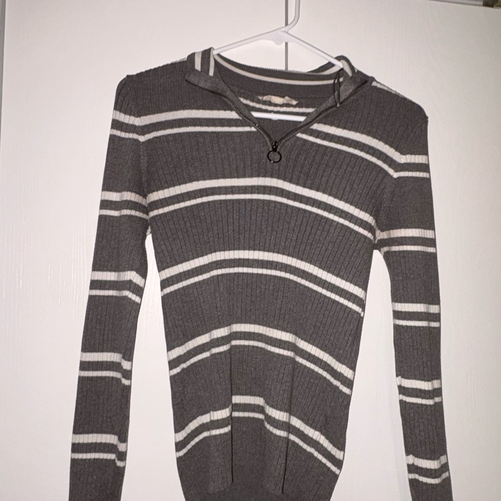 Pink Republic Charcoal and White V-Neck Sweater